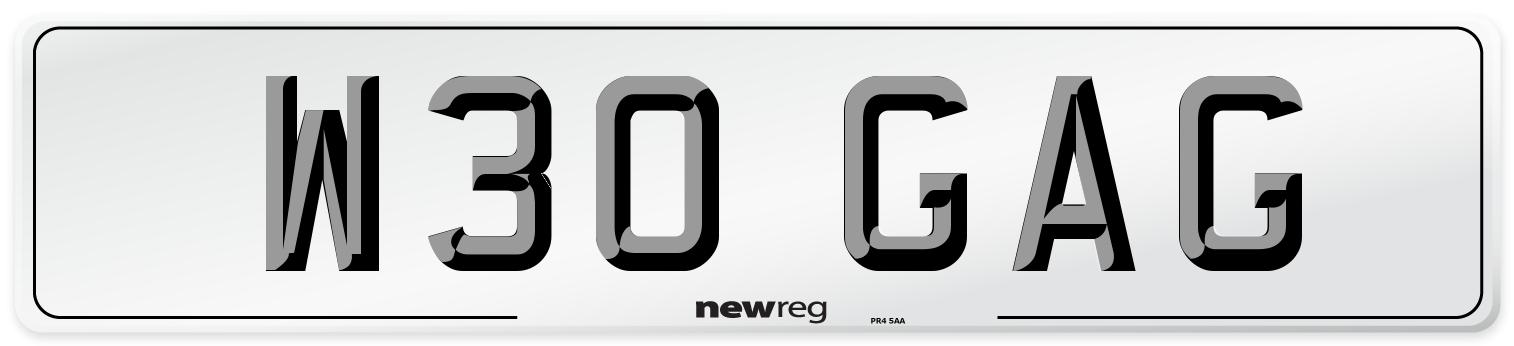 W30 GAG Number Plate from New Reg